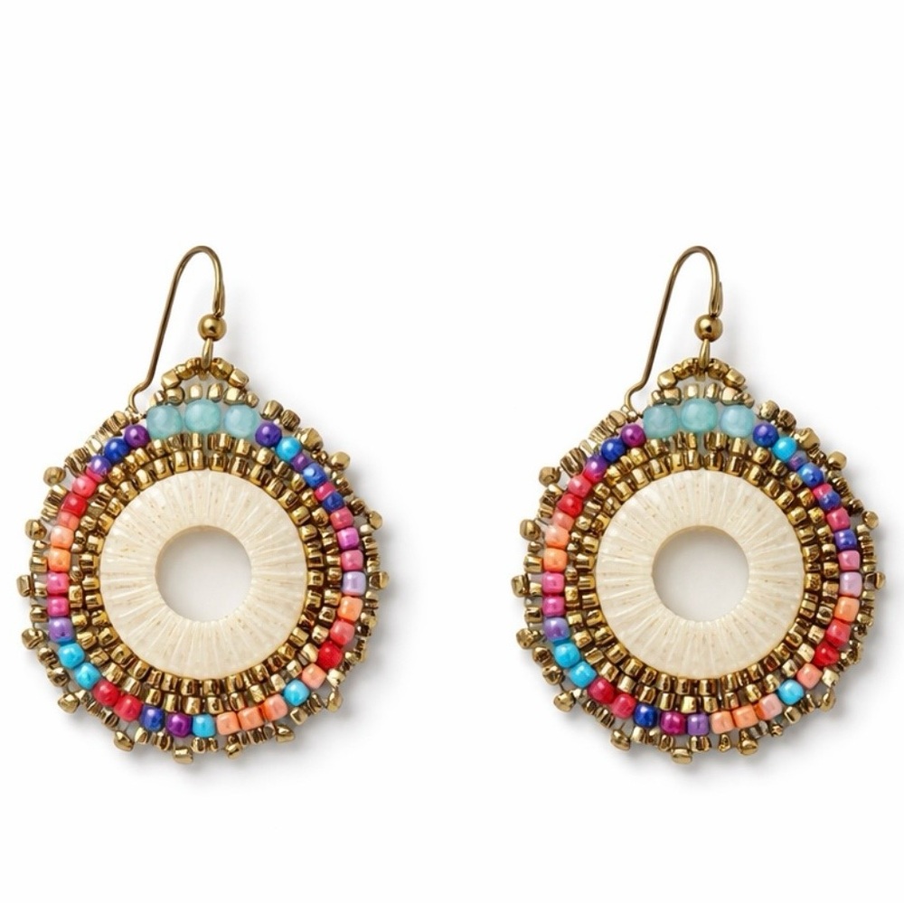 Artisan Hand Beaded Boho Statement Earrings